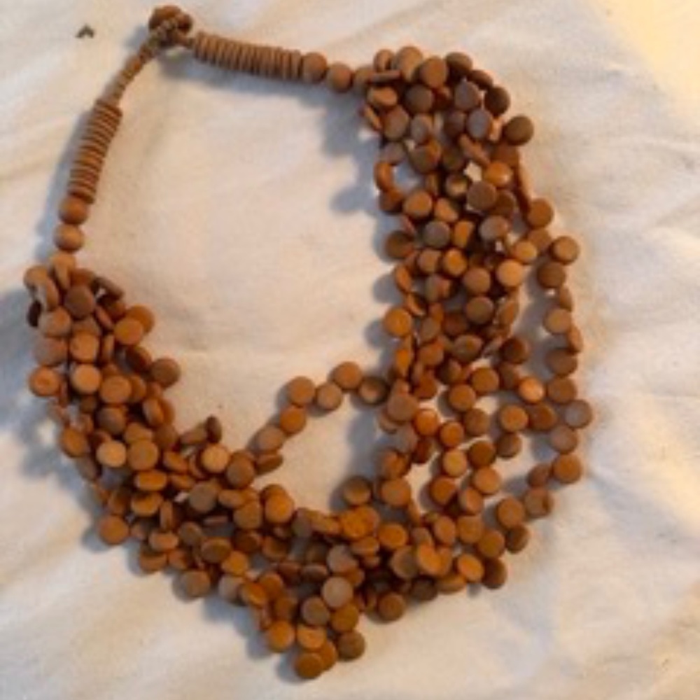 Wooden Beaded Necklace ~ ORANGE